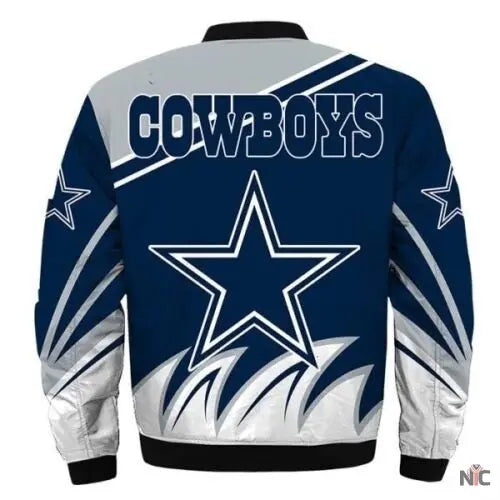 Dallas Cowboys Blue and White Bomber Jacket
