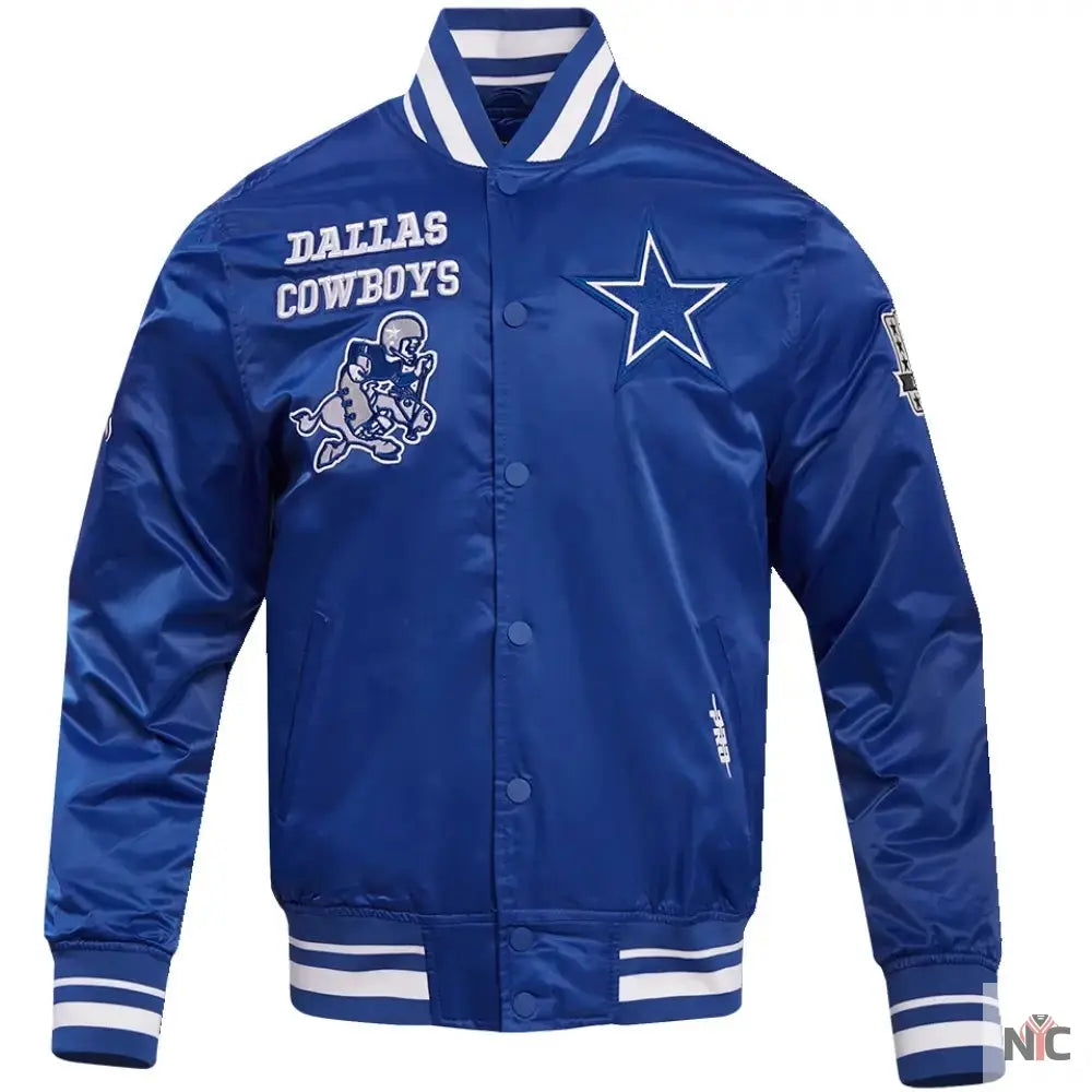 Dallas Cowboys Classic Blue Satin Varsity Jacket