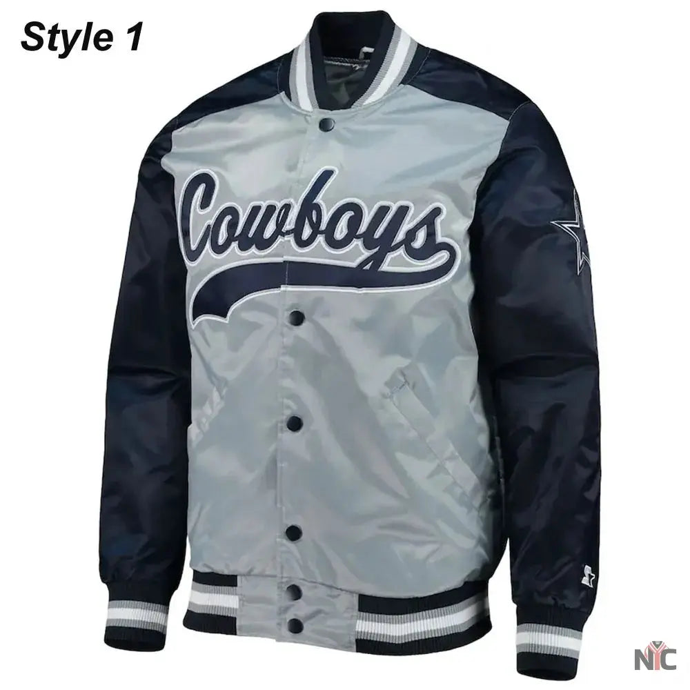 Dallas Cowboys The Tradition II Satin Blue and Grey Jacket