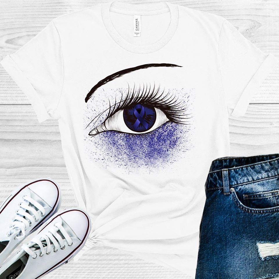 DARK BLUE RIBBON AWARENESS EYE GRAPHIC TEE