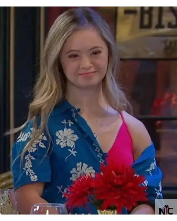 Days of our Lives Felicity Greene Blue Floral Embroidered Shirt