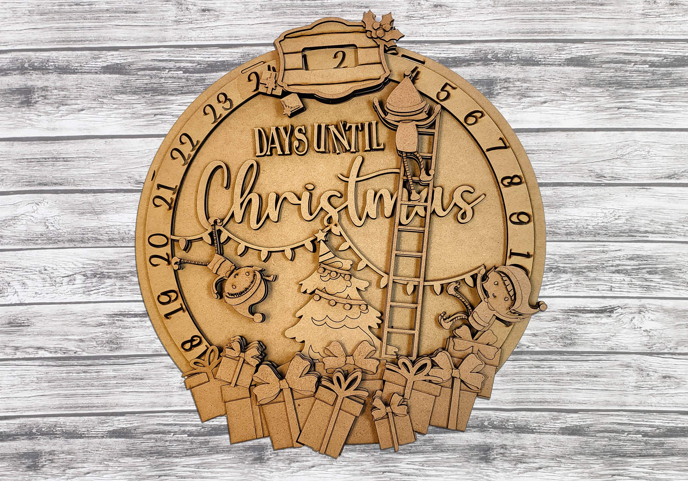 3D Rotating Christmas Countdown Calendar Door Hanger - DIY Unfinished Kit - Lvl 10