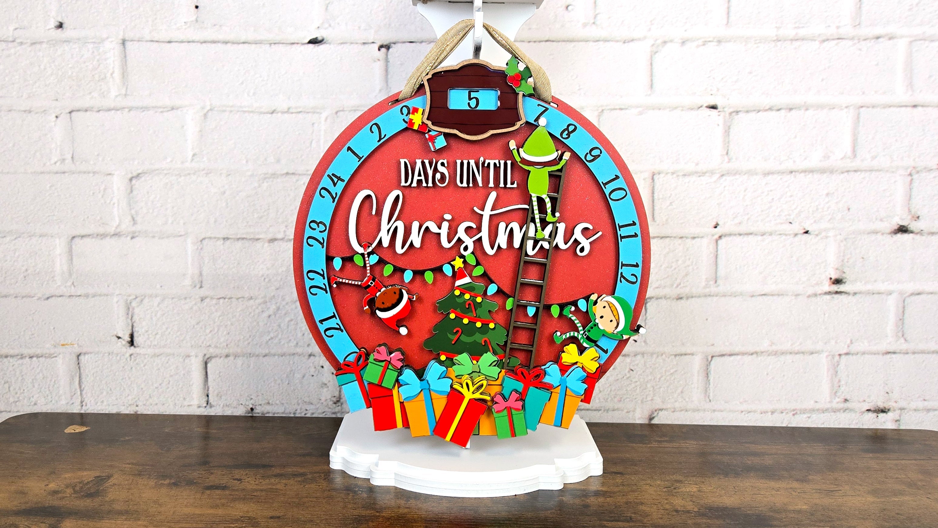 Days Until Christmas Elves Workshop Countdown Calendar 13inch - DIY Unfinished Kit - Lvl 3