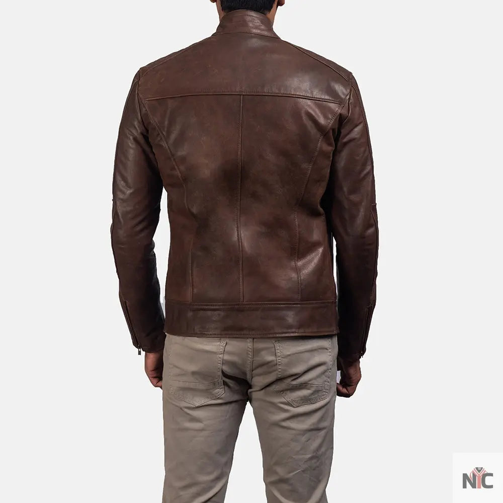 Dean Brown Leather Biker Jacket