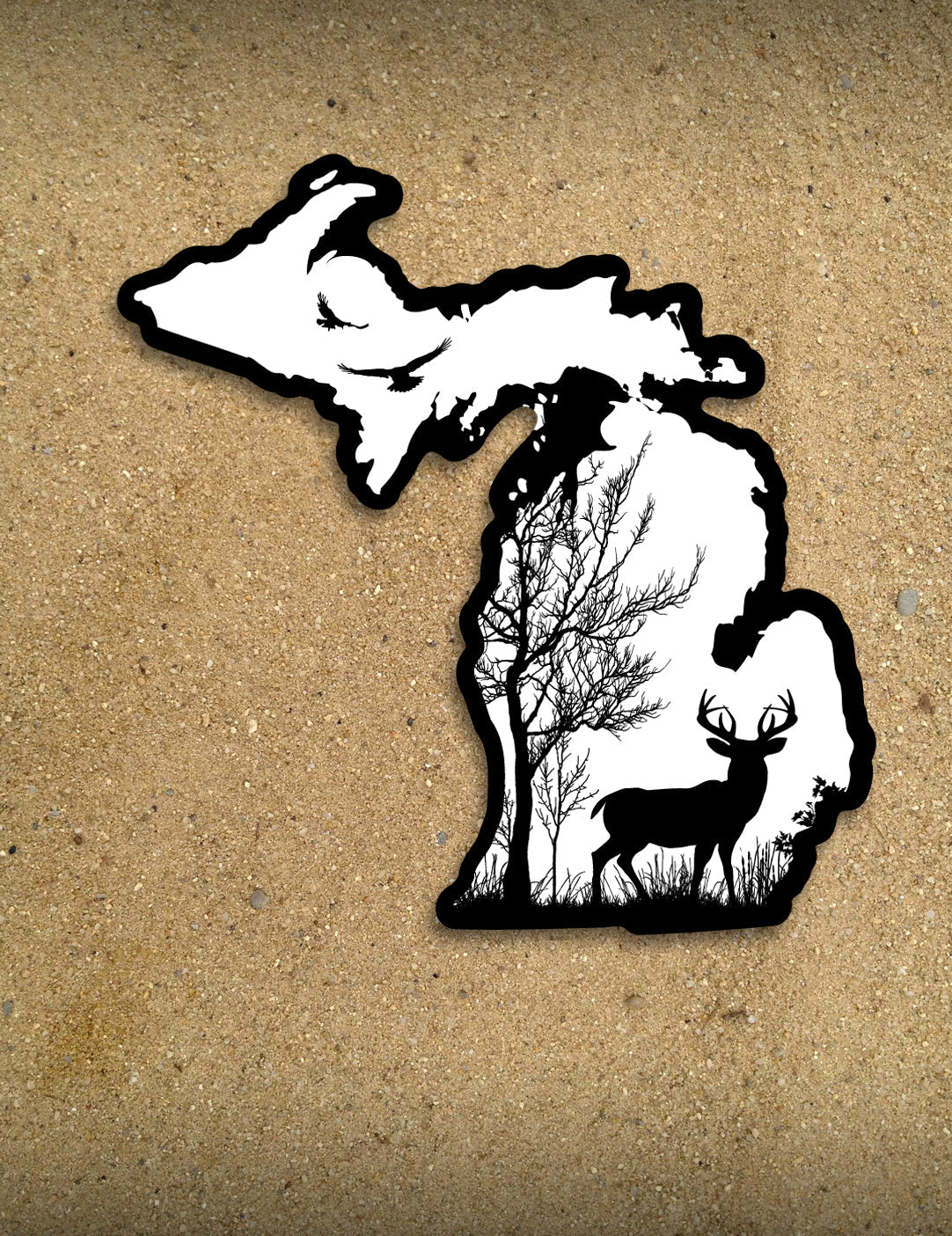 Deer in the Woods - 4&amp;quot; Michigan Sticker