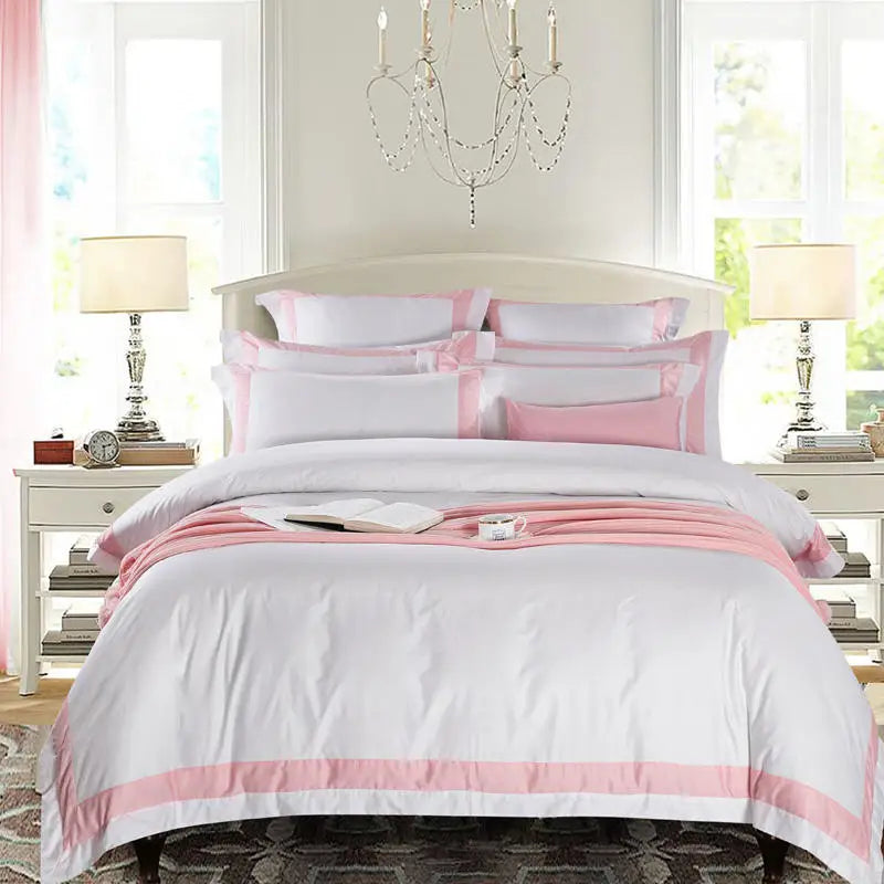Degella Luxury Stripe Egyptian Cotton White Bedding Set | 3CARATS