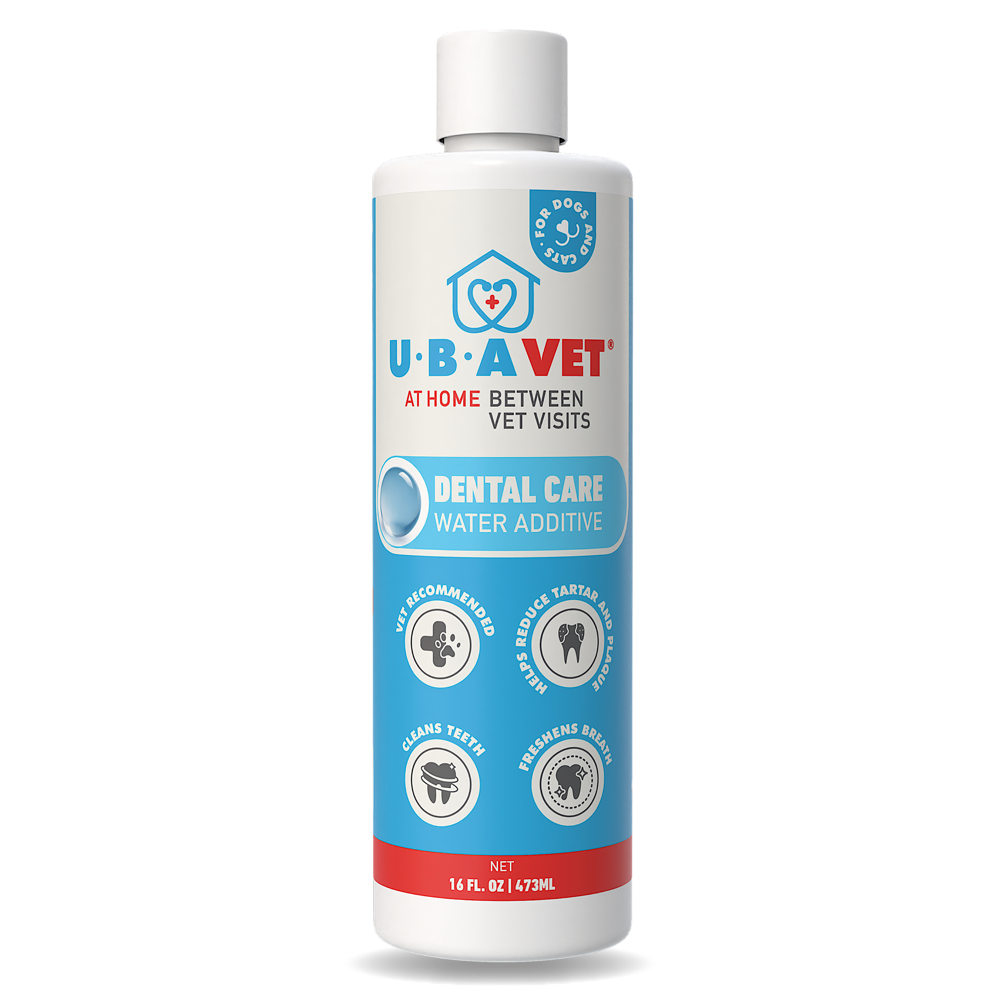 UBAVET Dental Care Water Additive for Dogs &amp;amp; Cats – Odorless &amp;amp; Tasteless Oral Health Solution (16 fl oz / 473 ml)