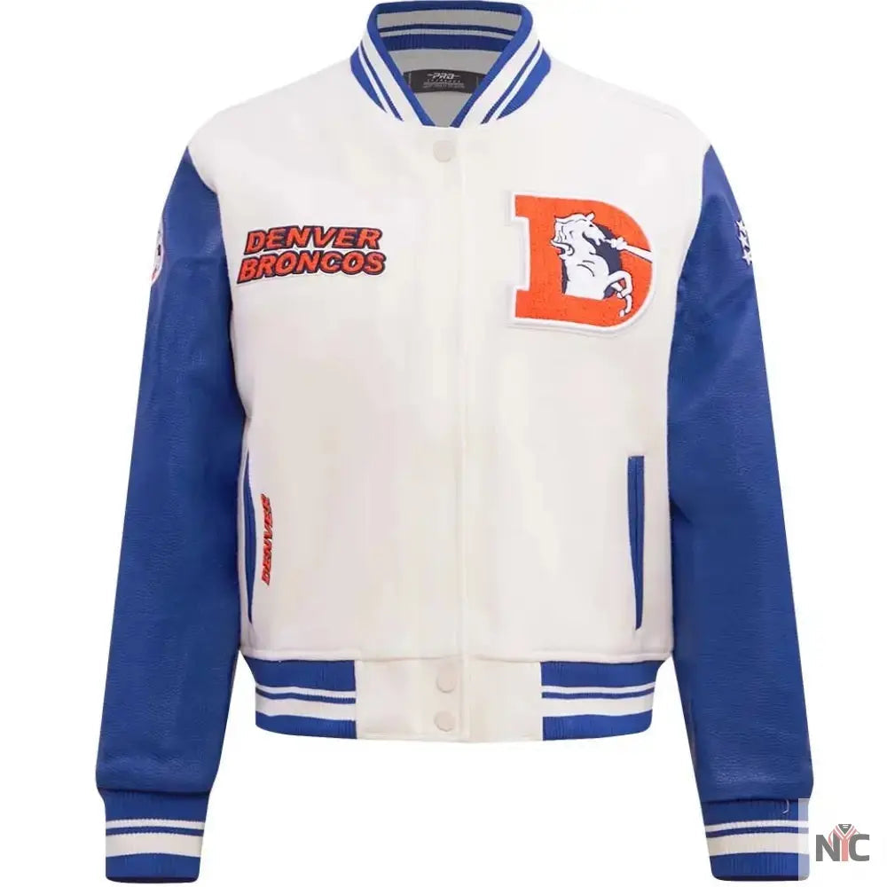 Denver Broncos Classic Rib Wool and Leather Varsity Jacket