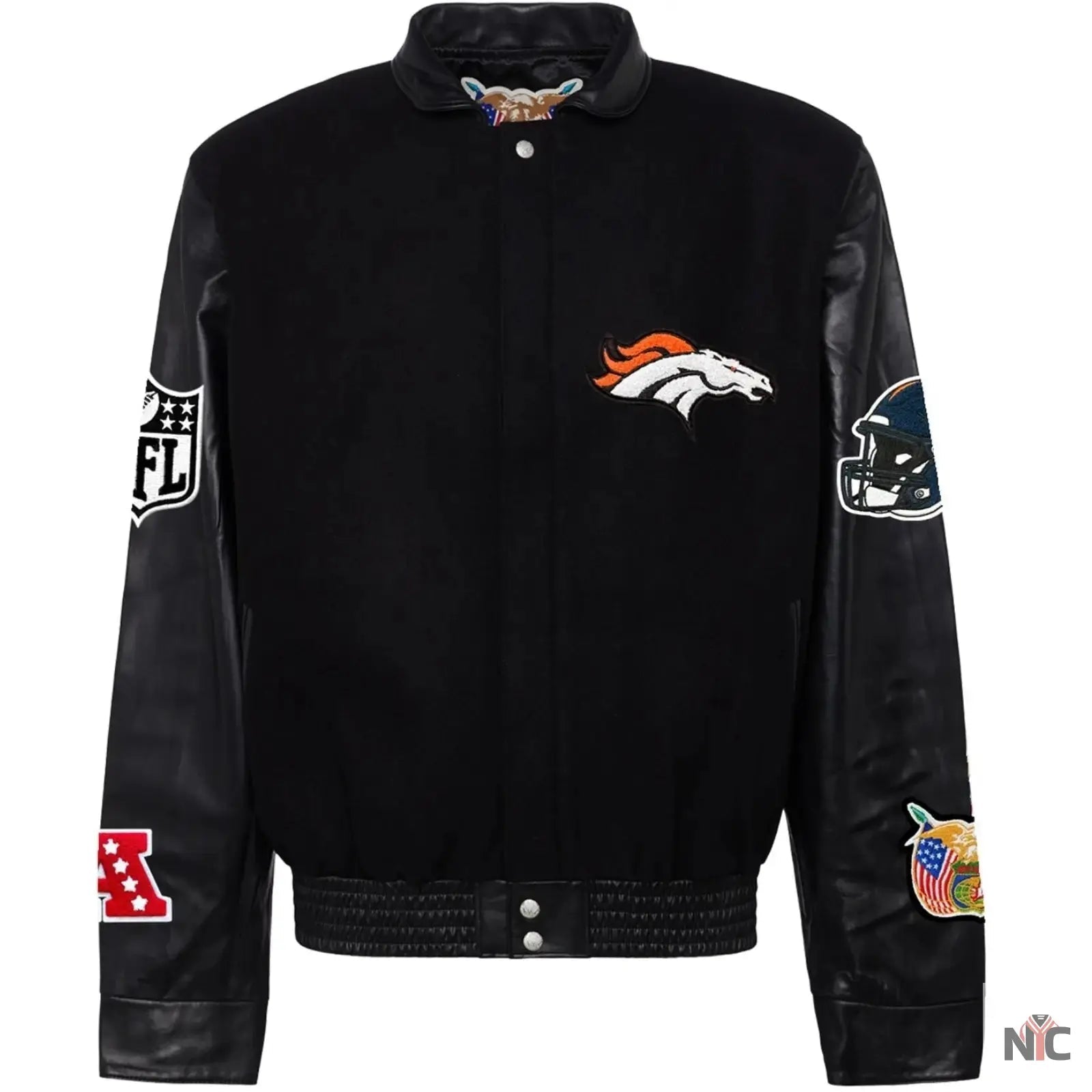 Denver Broncos Jeff Hamilton Wool and Leather Varsity Jacket