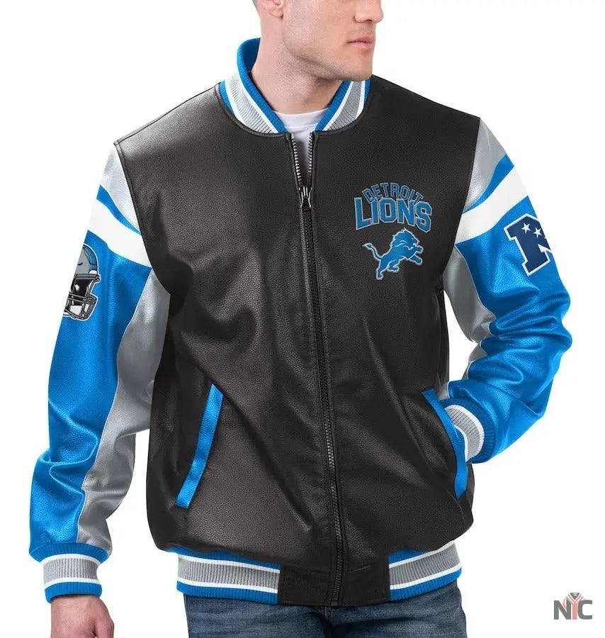 Detroit Lions Full-zip Leather Jacket
