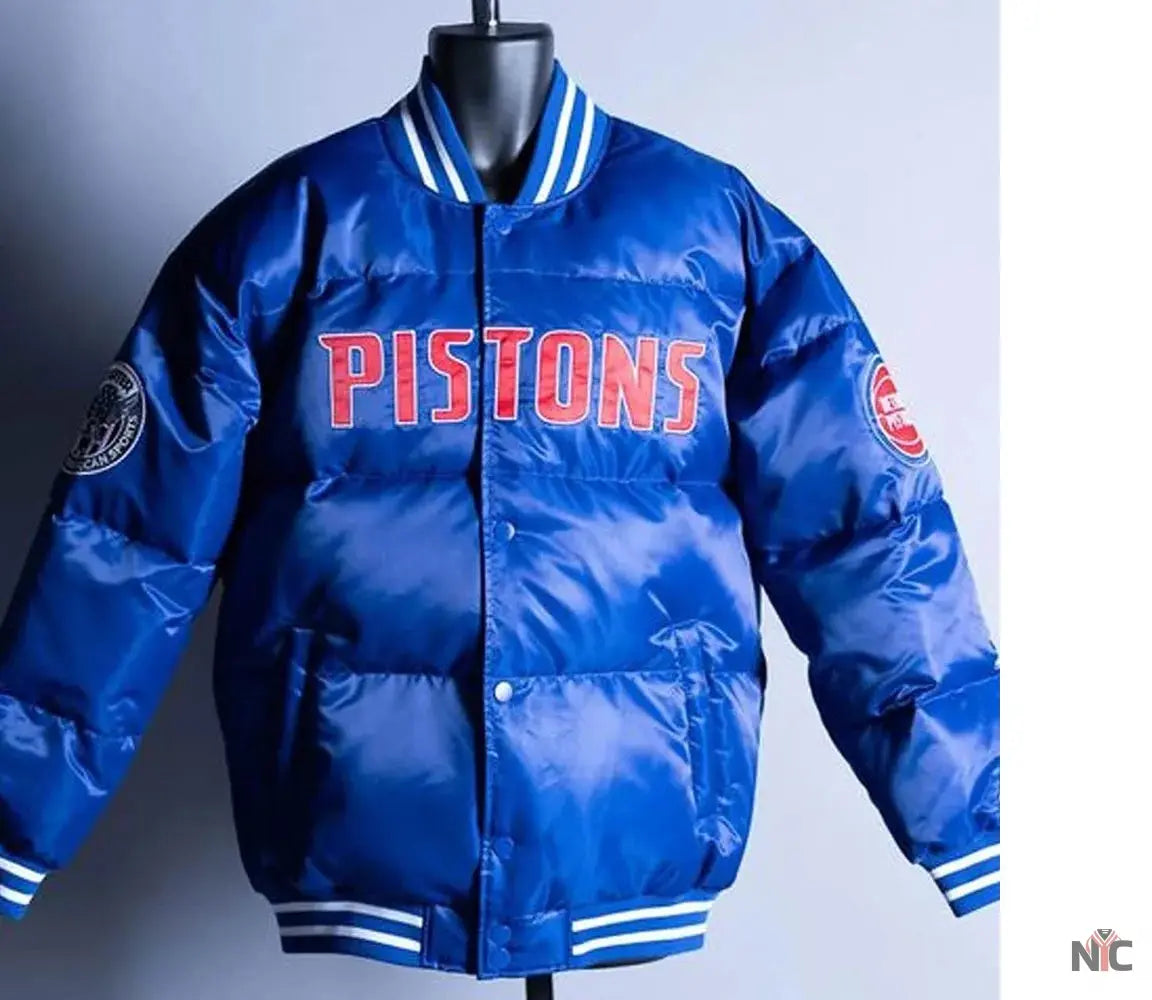 Detroit Pistons Blue Down Bubble Jacket