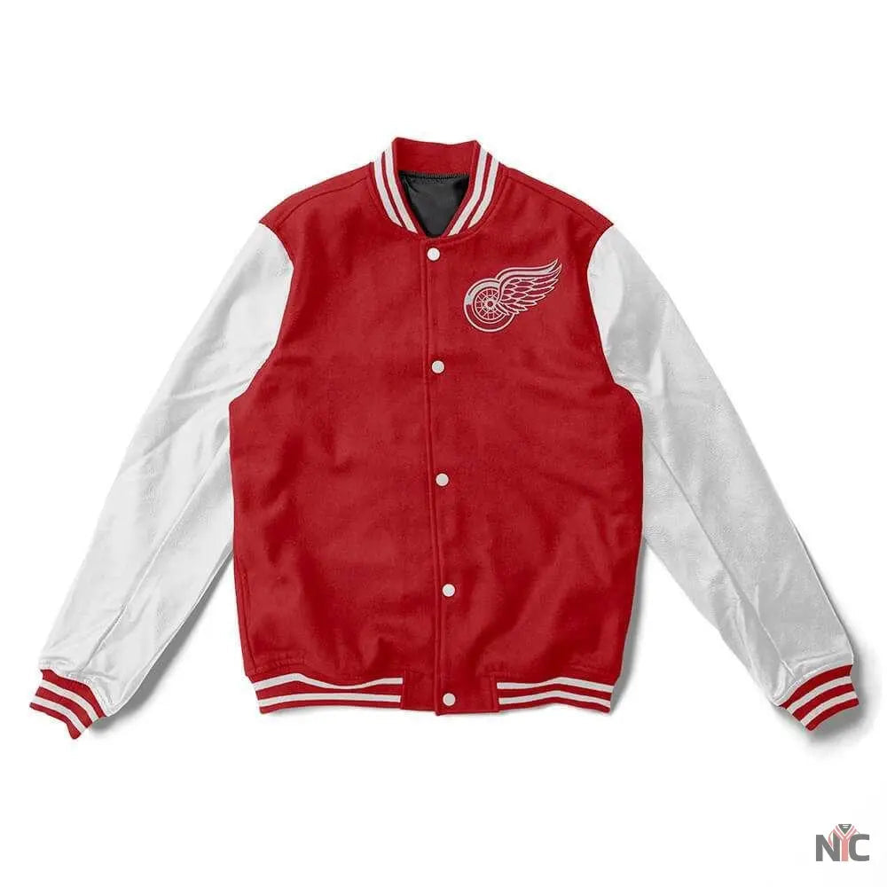 Detroit Red Wings Red And White Varsity Jacket