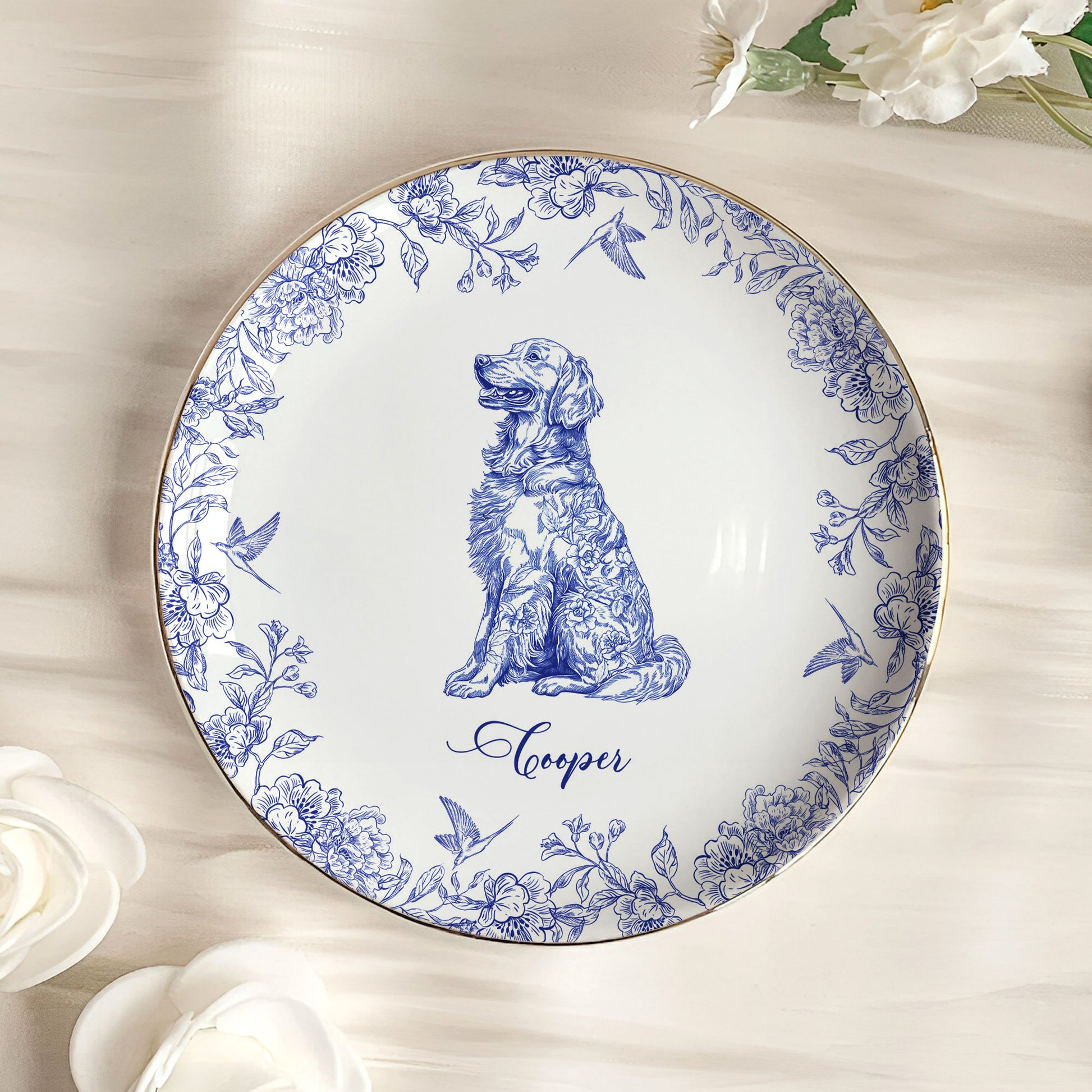 Dog Custom Breeds Chinoiserie - Personalized Jewelry Dish - Gift for Dog Lovers, Dog Mom, Dog Dad