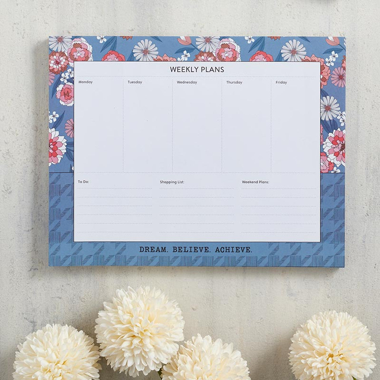 Dream Believe Achieve Undated Weekly Planner | Desk Table Organizer | 9&amp;quot; x 7&amp;quot;