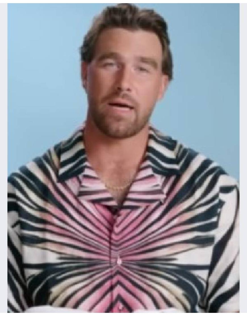 E! News 2025 Travis Kelce Pink Printed Shirt