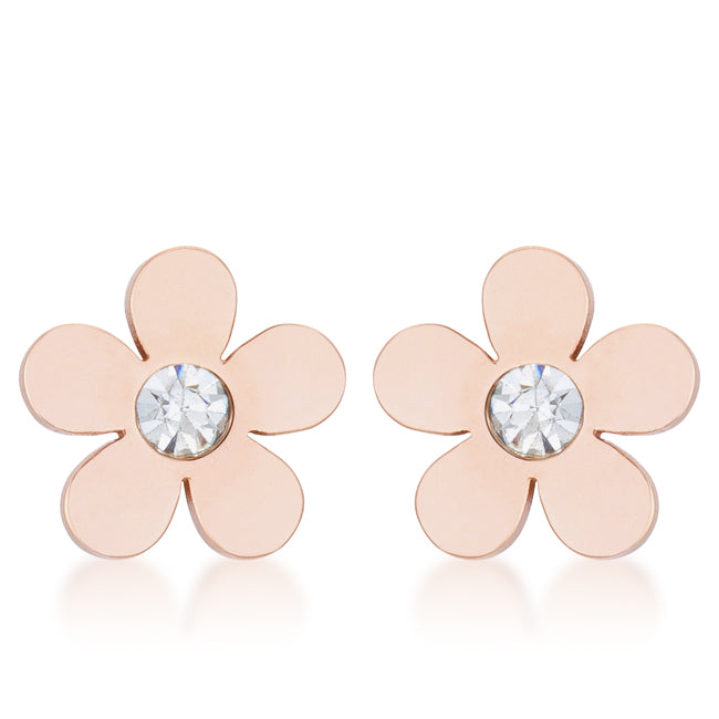 Daisy 0.3ct CZ Stainless Steel Flower Stud Earrings