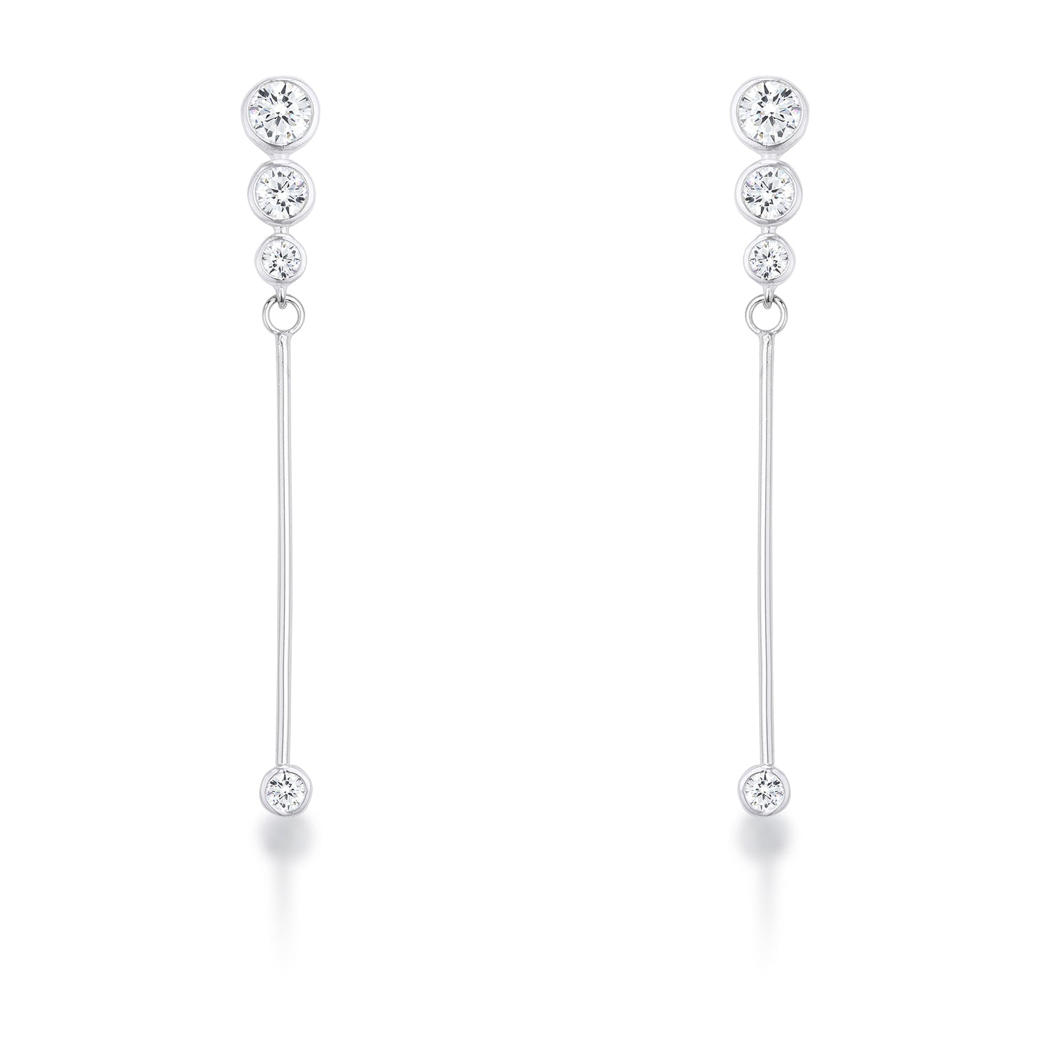 1.2Ct Graduated Plated Drop Cubic Zirconia Earrings.