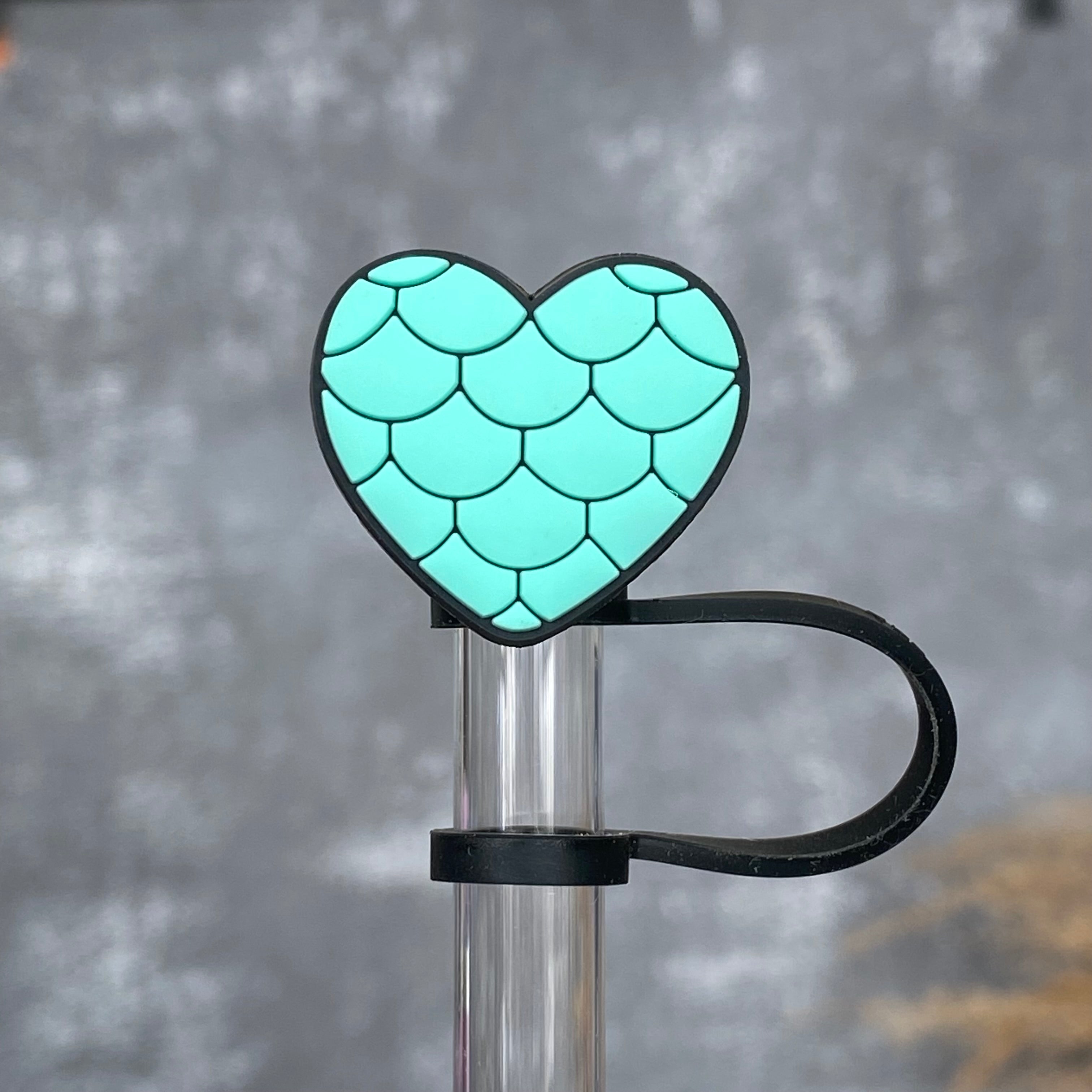 MERMAID HEART STRAW TOPPER- BLUE GREEN