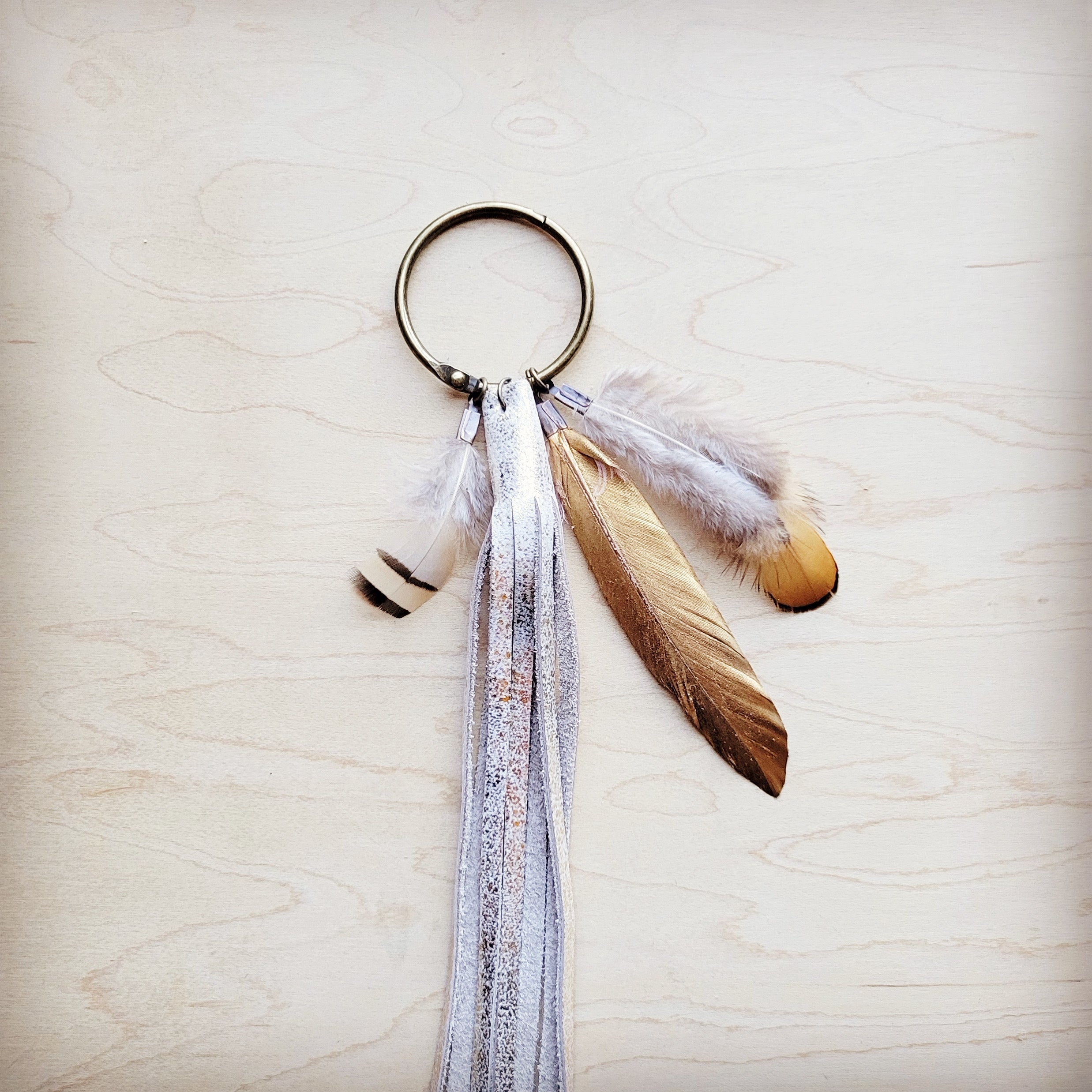 Boho Western Boot Bling Charm with Leather Fringe 500b