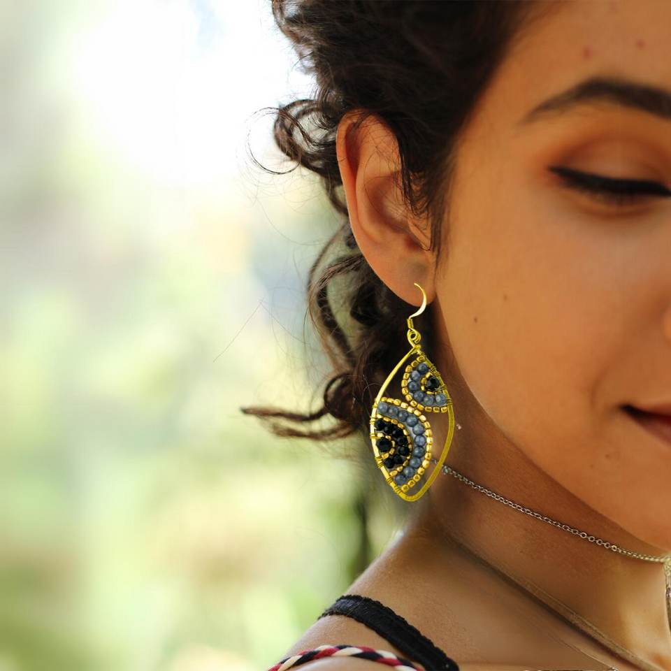 Saturn Stone Ethically Made Boho Earrings - Thailand