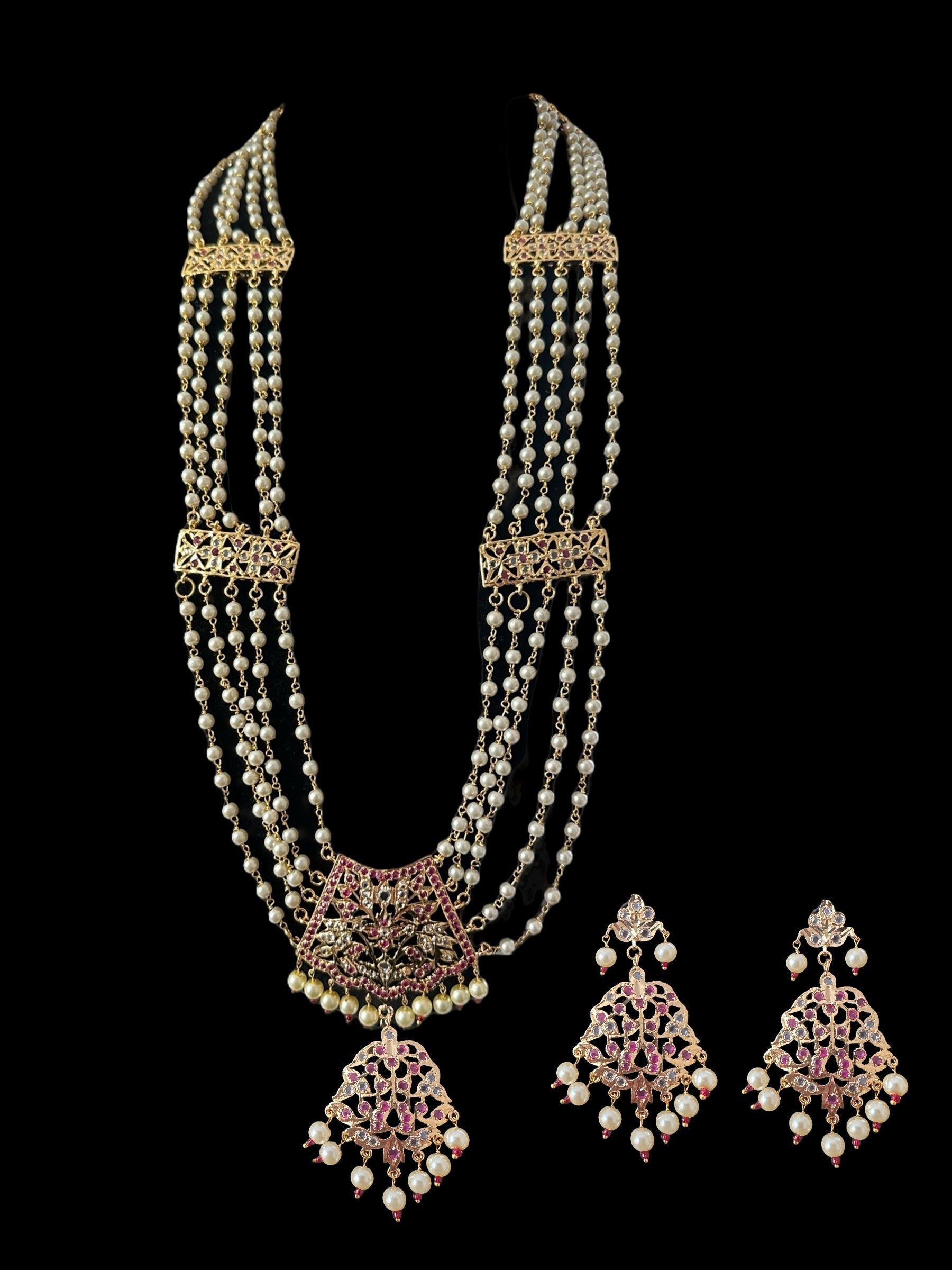 DLN118 Aabha chandan haar (rubies)( SHIPS IN 4 WEEKS  )