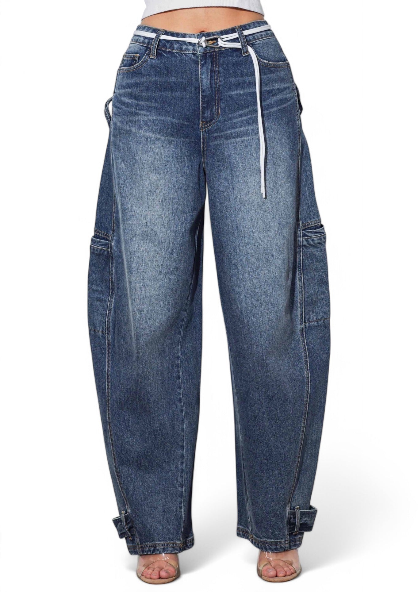 Barrel Baggy Jeans with Draw String