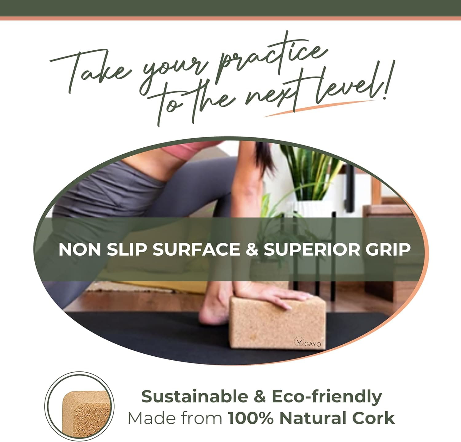 Sustainable Large Cork Yoga Blocks &amp; Strap Set