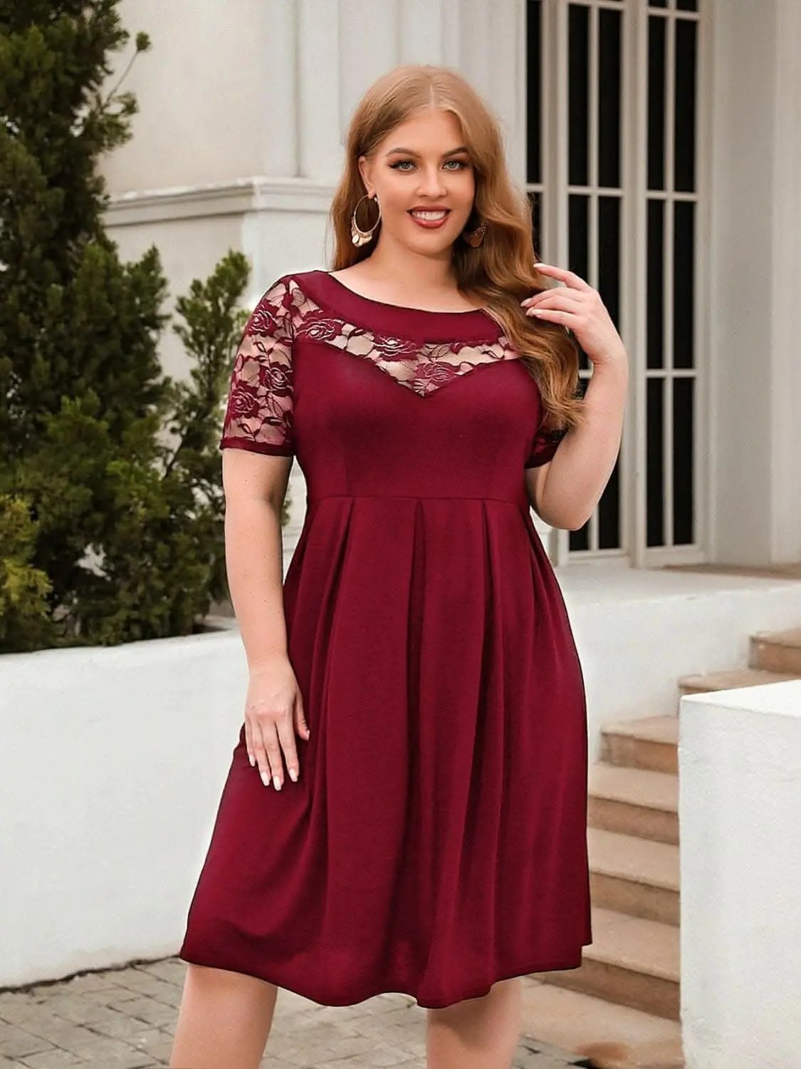 Elegant Lace Dress Plus Size Women&amp;#39;s Formal Dress - Flattering &amp;amp; Chic