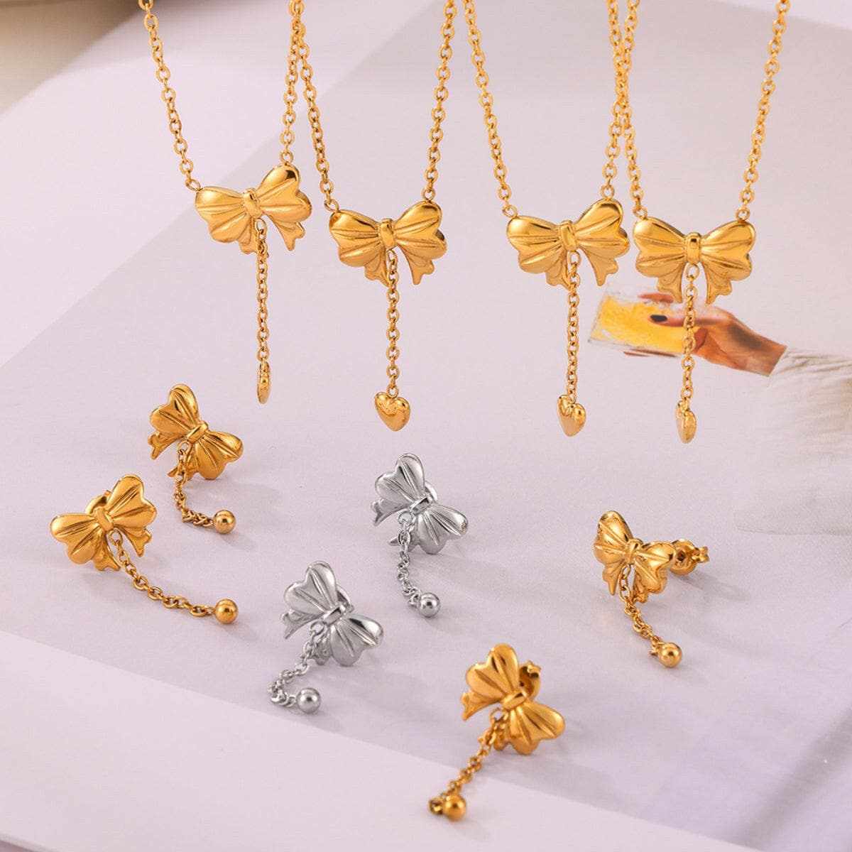 Trendsi just arrived - Elegant titanium steel bow earrings