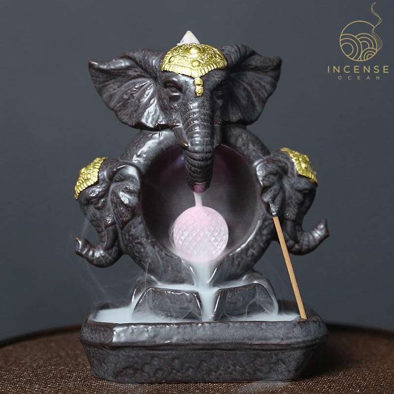 Elephant Statue Waterfall Incense Burner