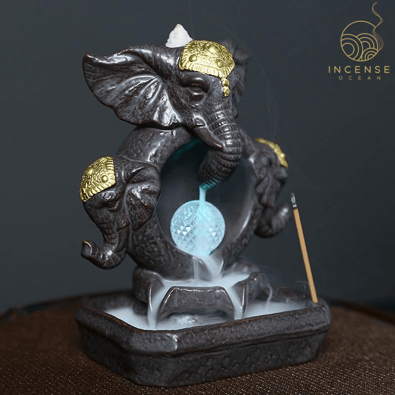 Elephant Statue Waterfall Incense Burner