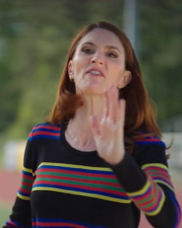 English Teacher S02 Stephanie Koenig Rainbow Striped Sweater