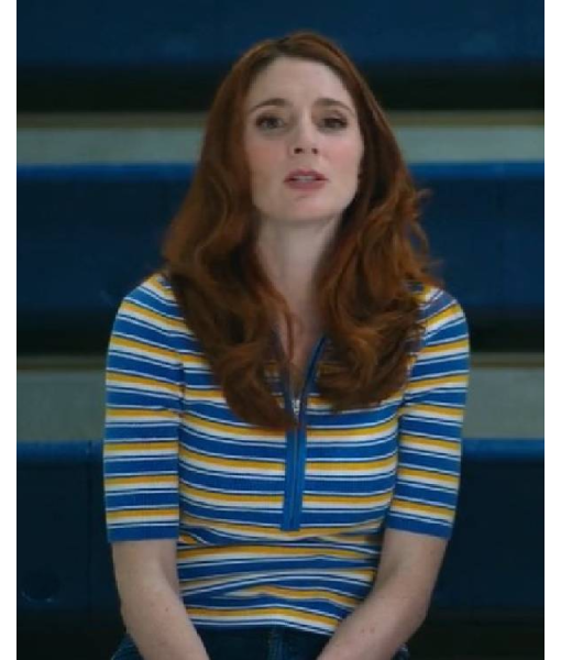 English Teacher S02 Stephanie Koenig Striped Zip Sweater