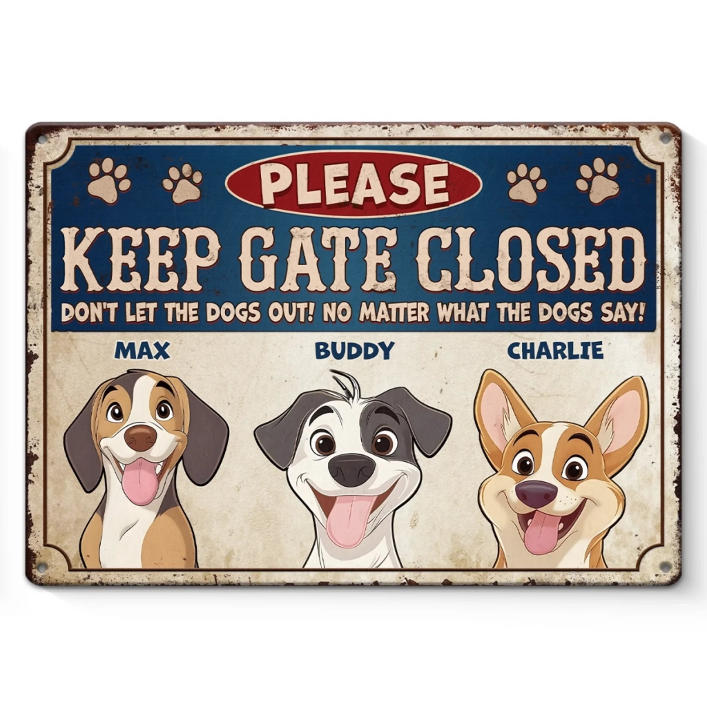 Escape Artists At Work Dog - Personalized Metal Sign - Gift for Dog Mom, Dog Dad, Dog Lovers, Dog Owners