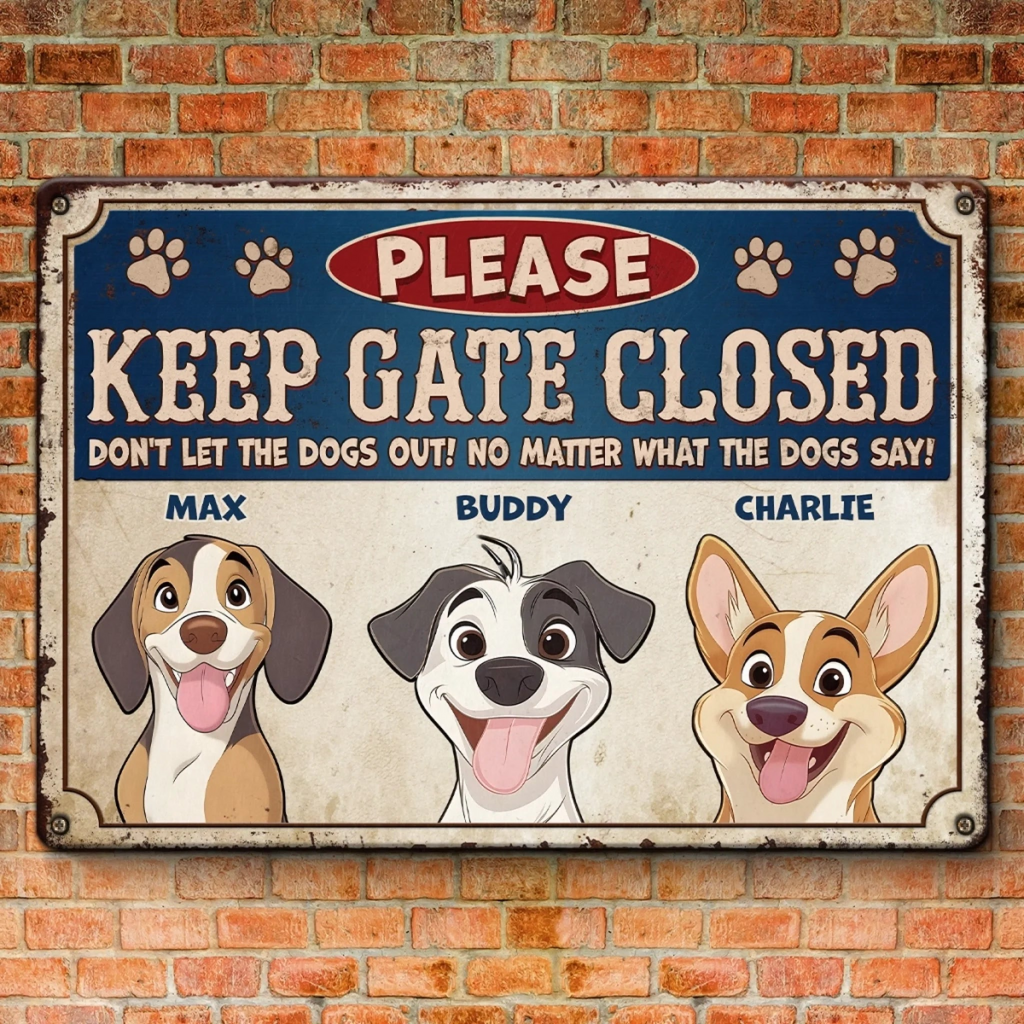 Escape Artists At Work Dog - Personalized Metal Sign - Gift for Dog Mom, Dog Dad, Dog Lovers, Dog Owners