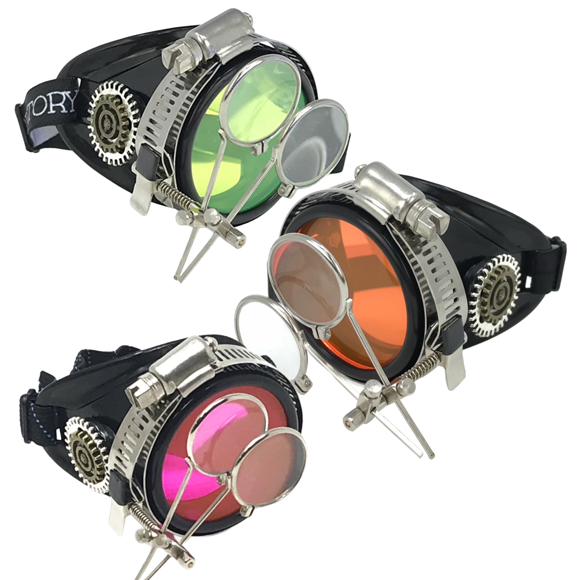 Pastel goth pirate eyepatch monocle Rave goggle with magnifying eye loupes