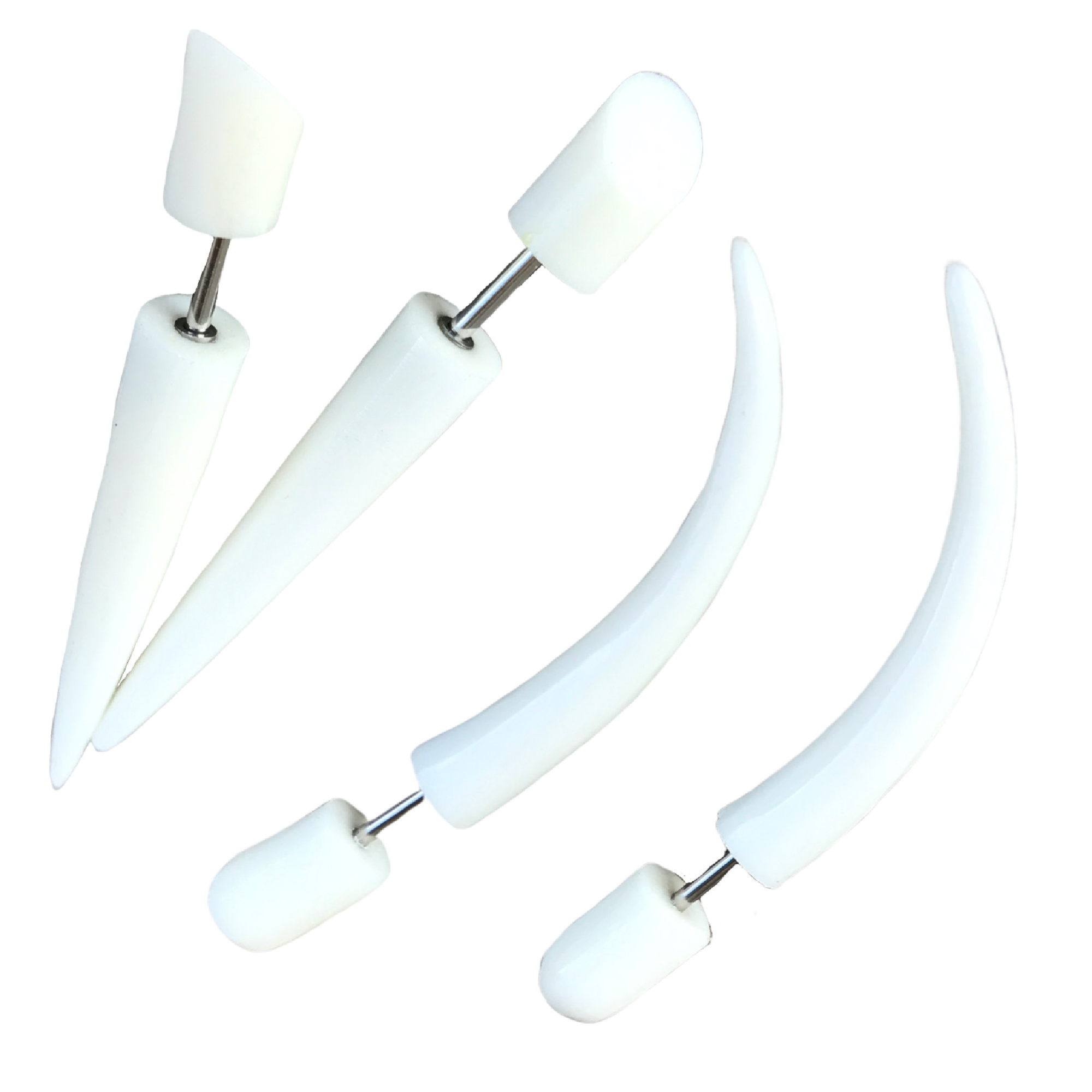 Fake taper white gothic earrings