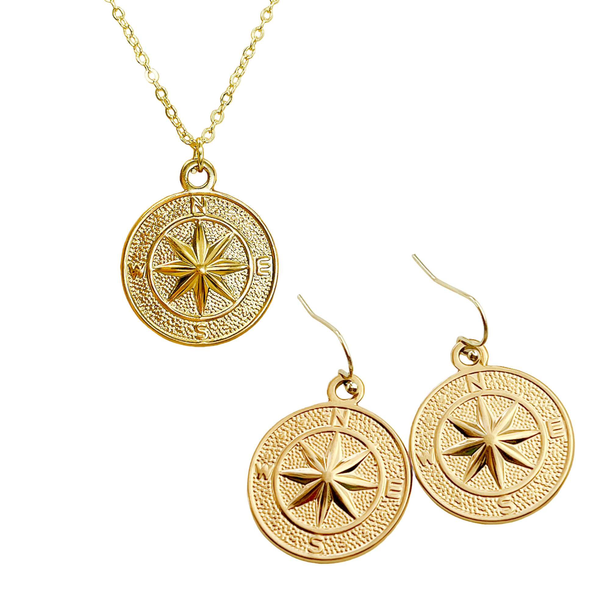 Nautical compass jewelry necklace or earrings