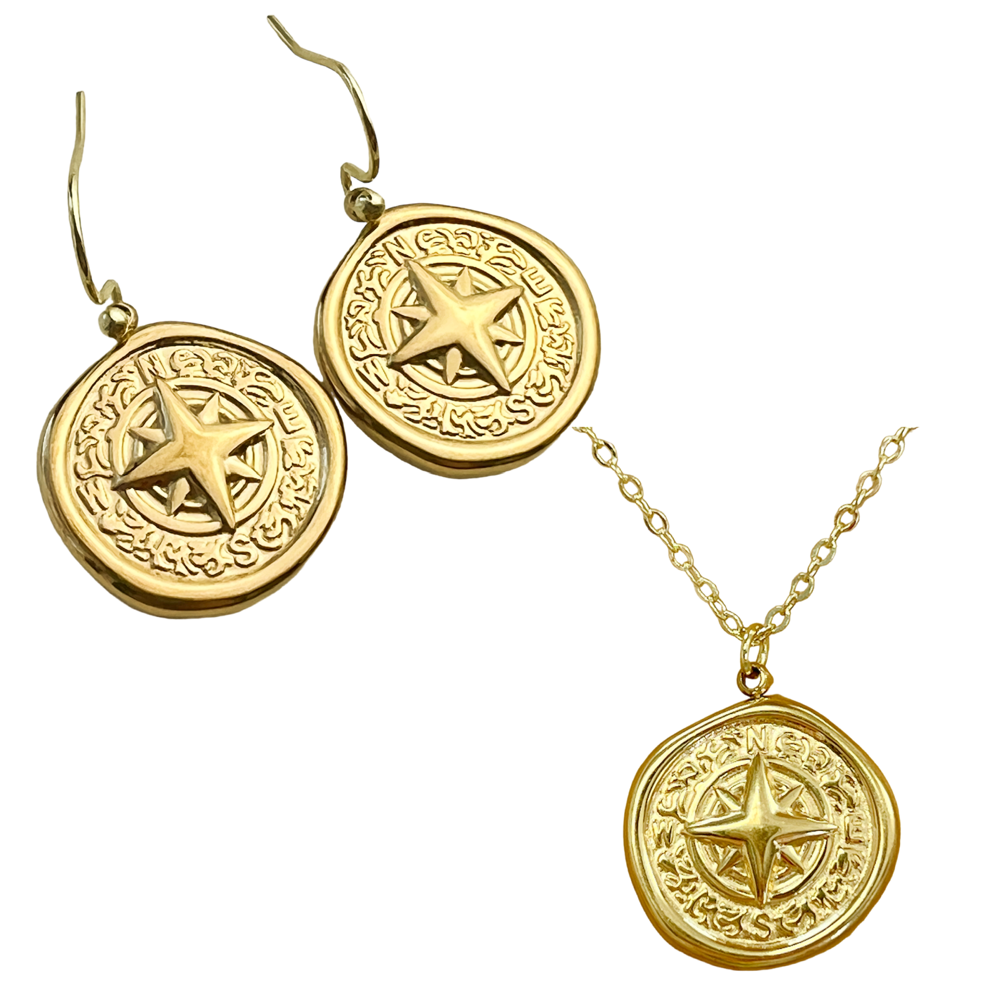 Nautical compass jewelry necklace or earrings pirate accessory