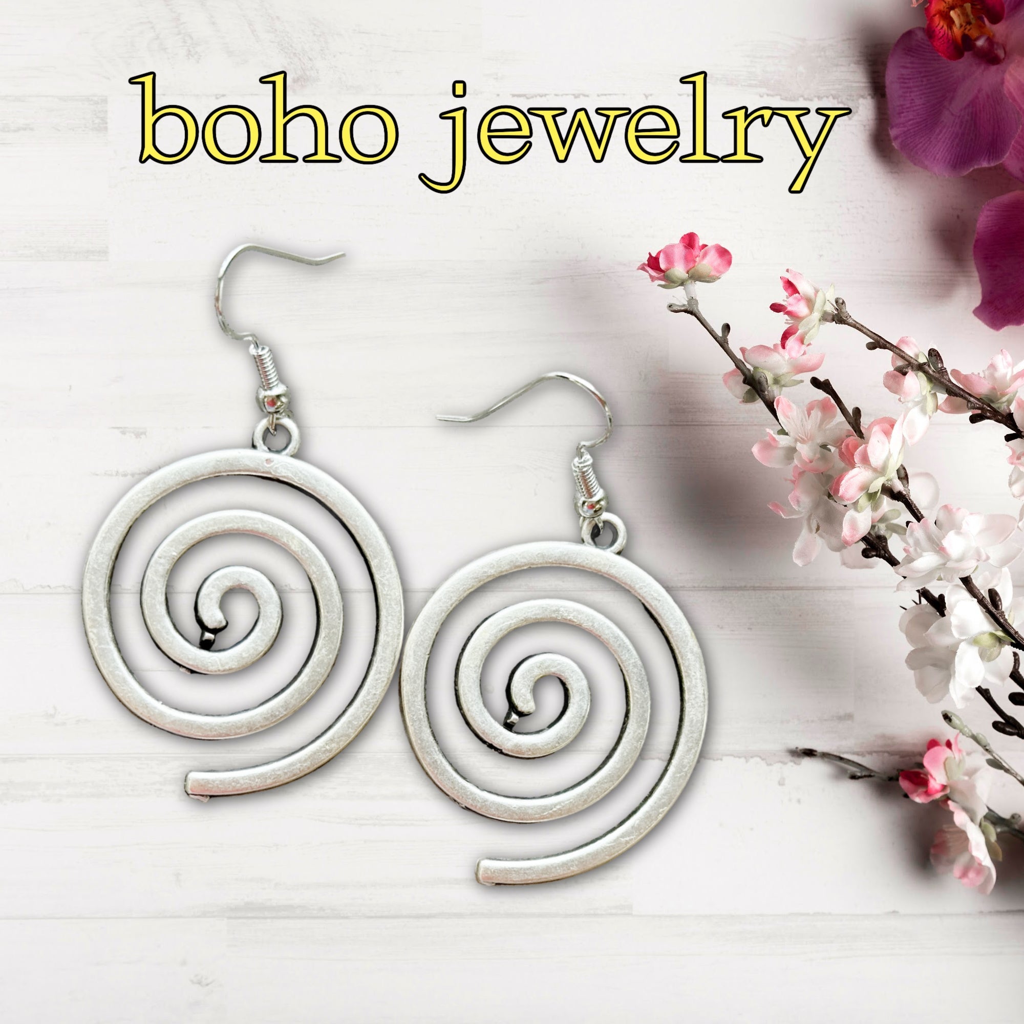 Simple spiral dangle earrings