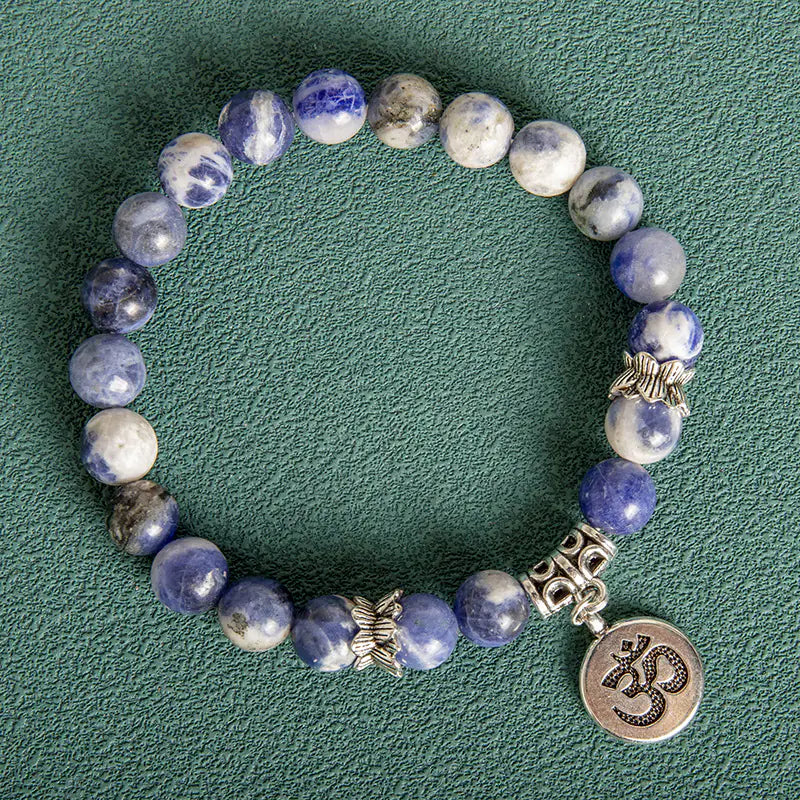 Style Loft Collection Agate Blue Stone Lotus Beaded Bracelet