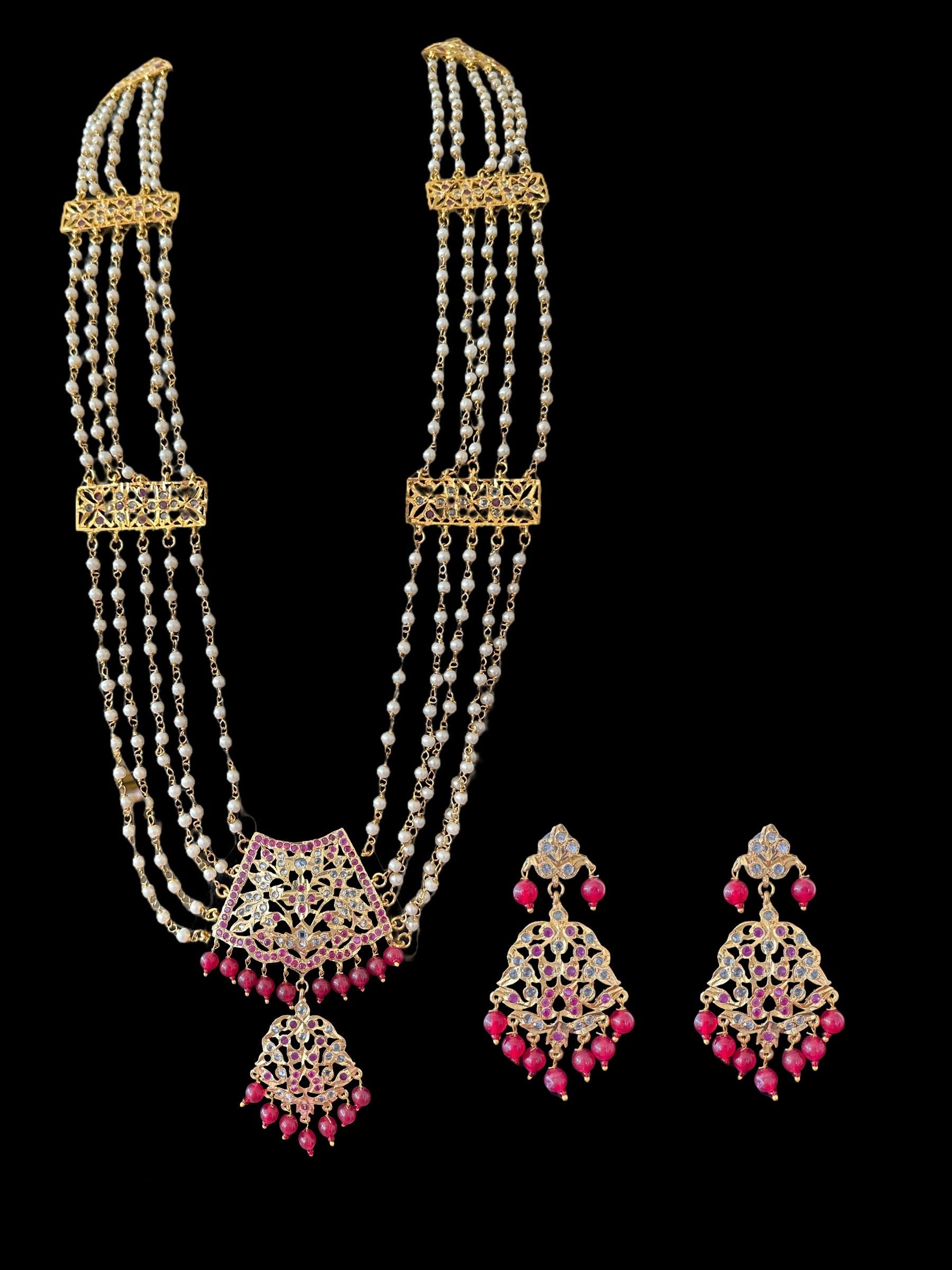 DLN54 Aabha chandan haar (rubies)( SHIPS IN 4 WEEKS )