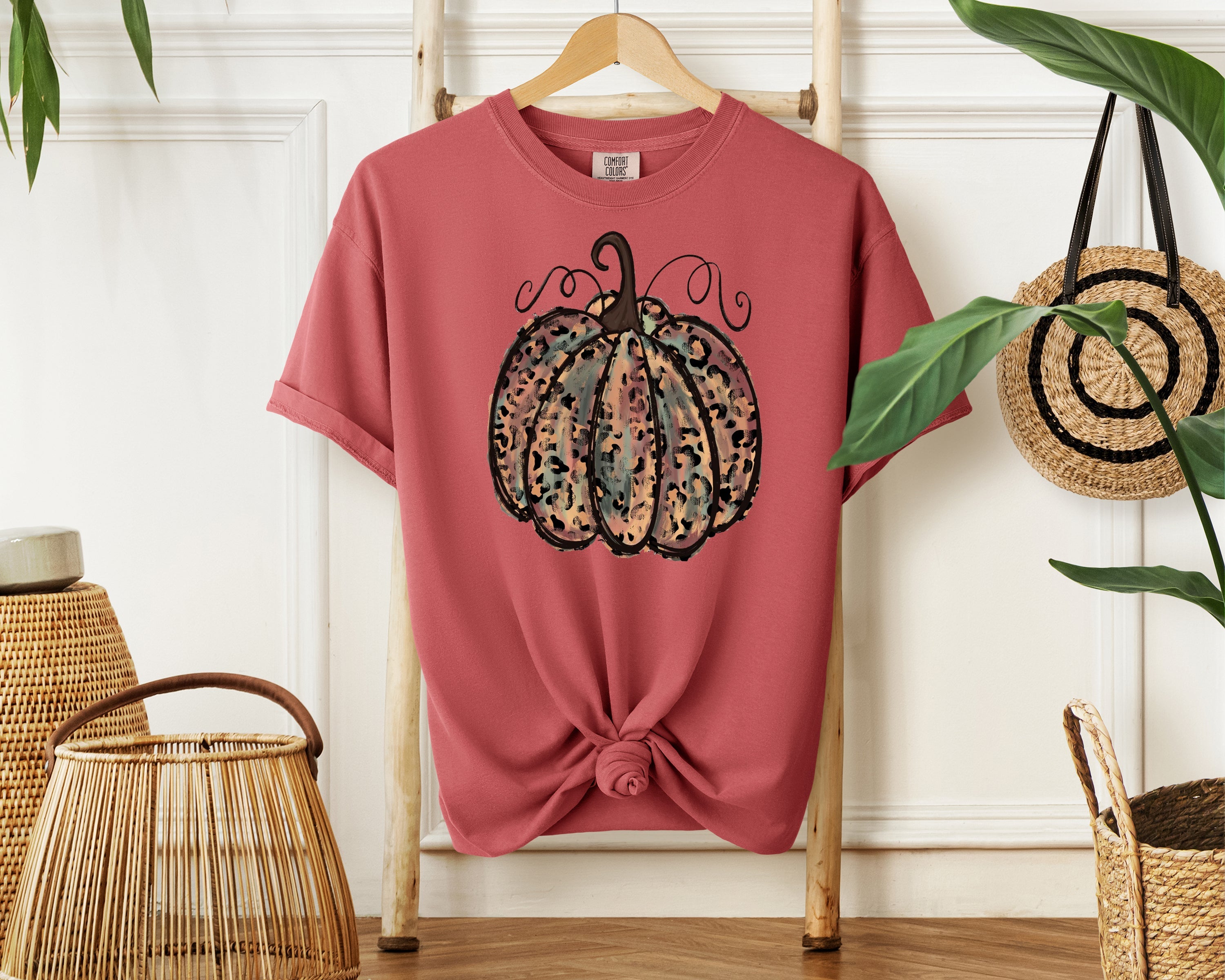 Distressed Leopard Pumpkin Graphic Tee