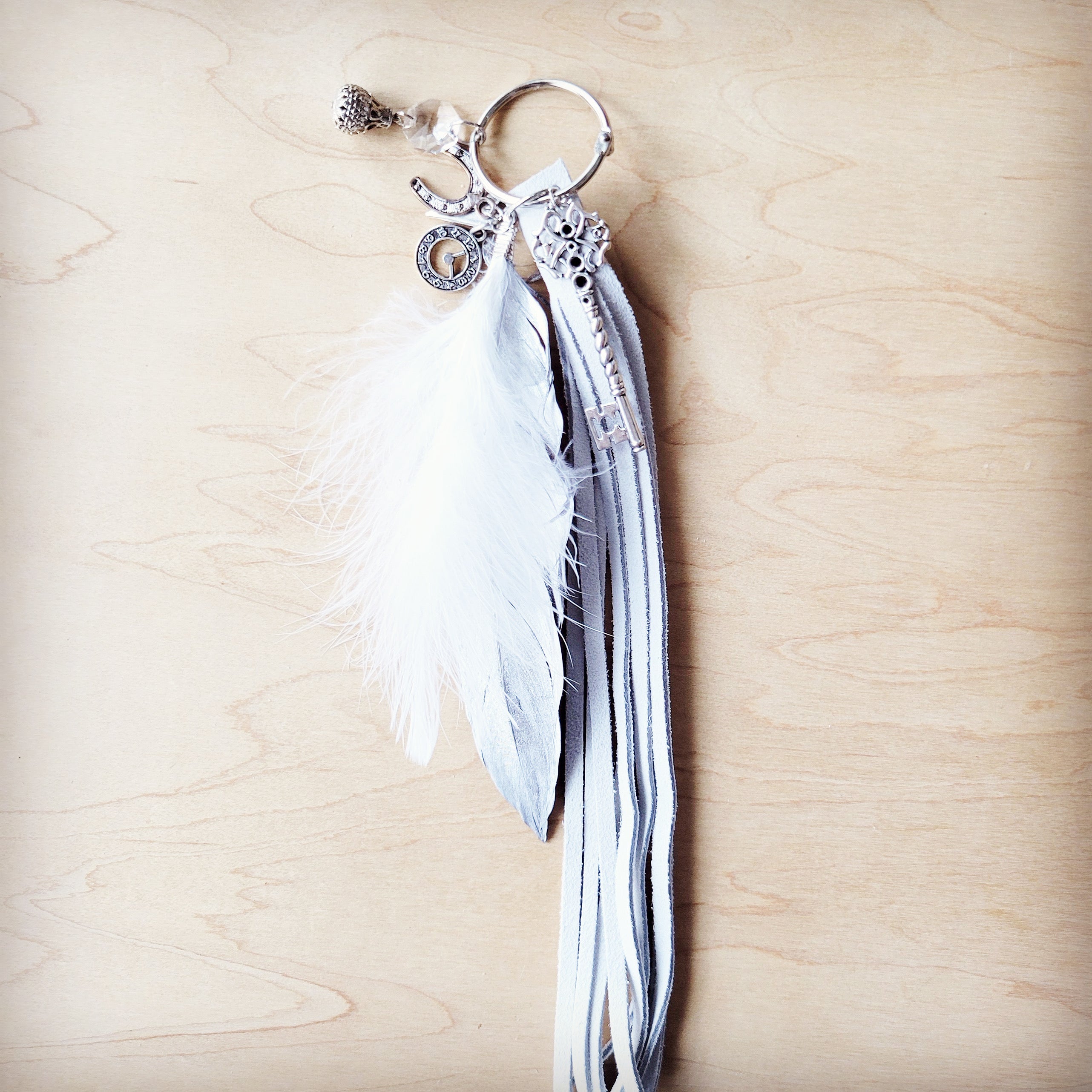 Wedding Boho Western Leather Boot Bling Charm Feather &amp;amp; Key 500L