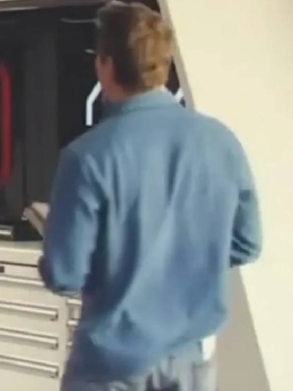 F1 The Movie 2025 Brad Pitt Blue Embroidered Shirt