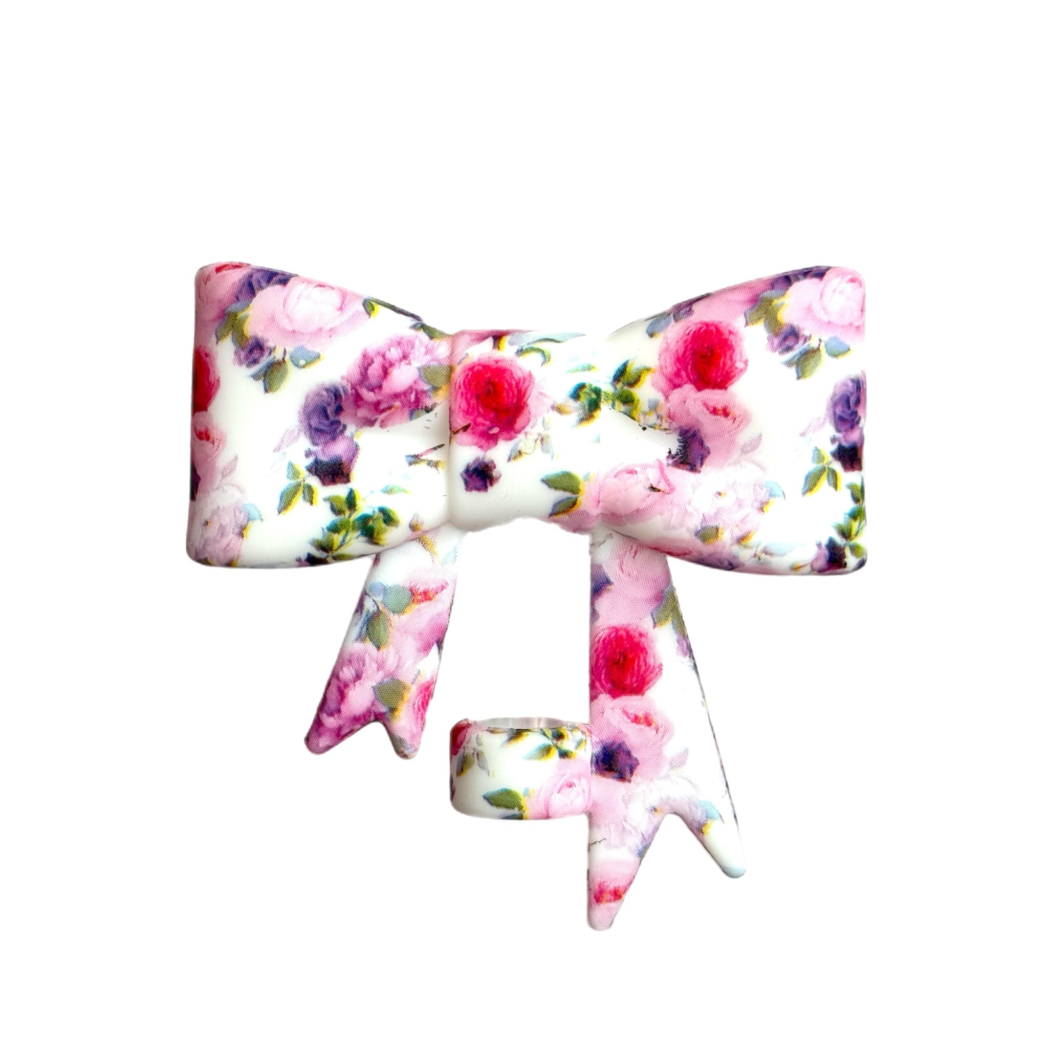 ROSY FLORAL 3D BOW STRAW TOPPER *HYDROPRINTED*