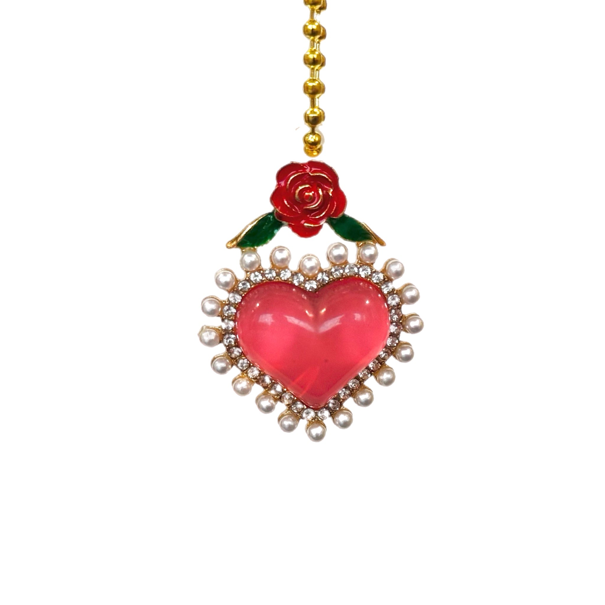 Rose &amp;amp; Heart Charm - Tumbler Handle Charm