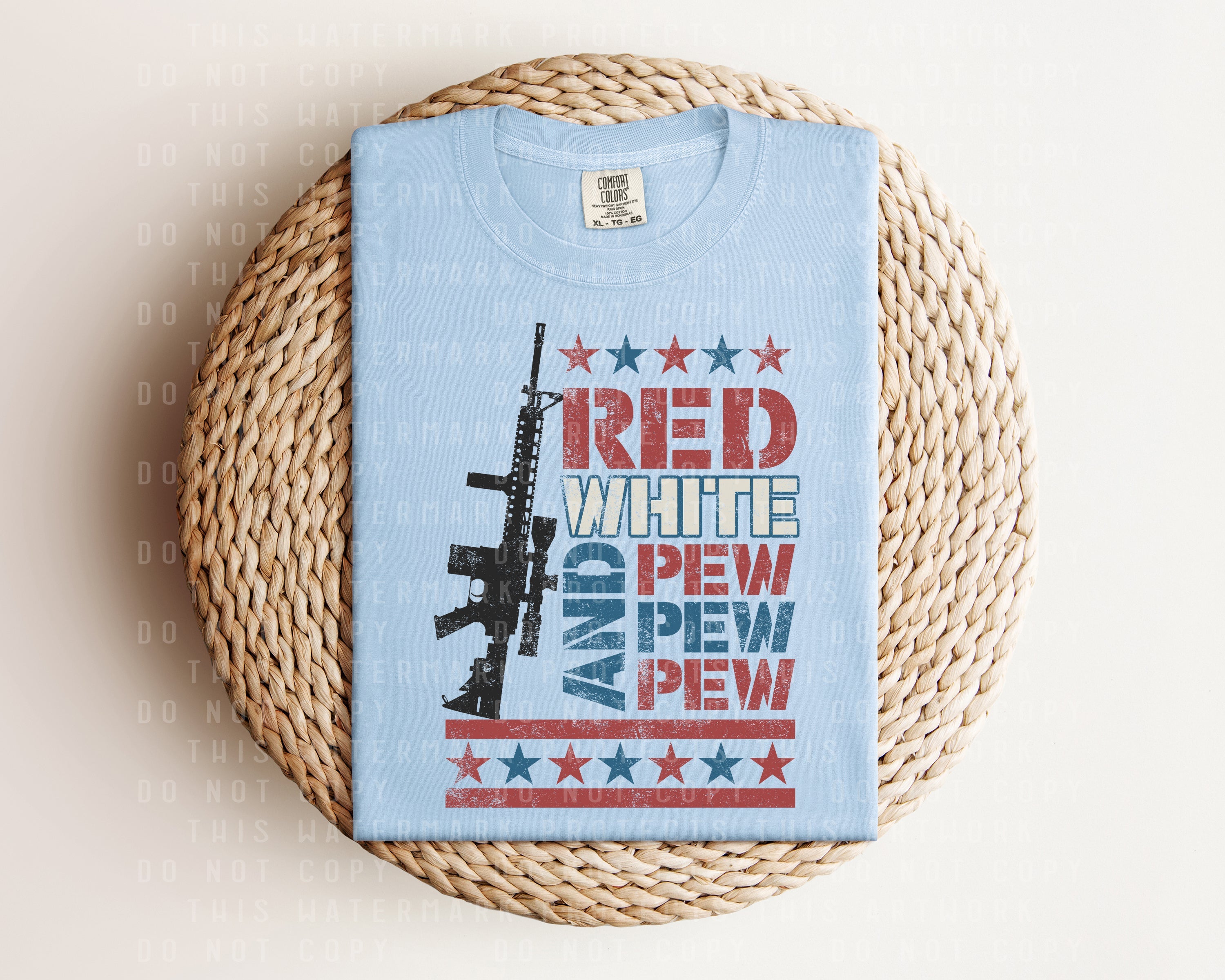 Red White and Pew Pew Pew Graphic Tee