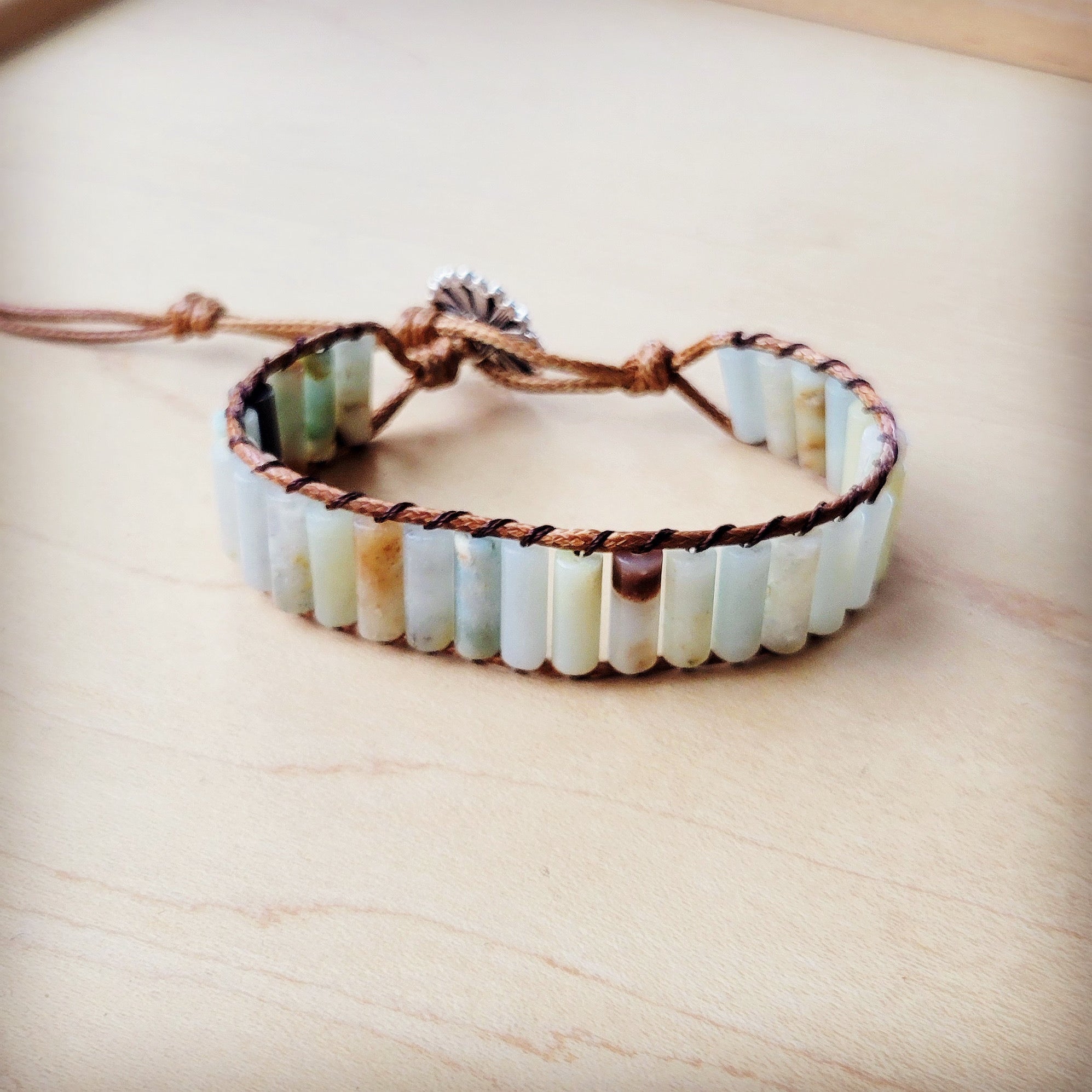 Woven Amazonite Stacked Stone Beaded Bracelet 810m