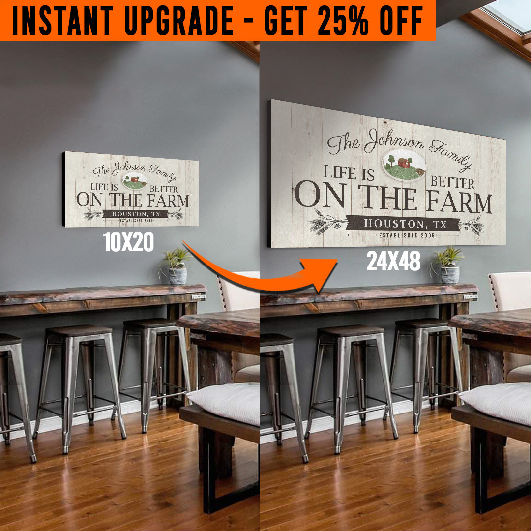 Upgrade Your 20x10 Inches &amp;#39;Life is better on the Farm&amp;#39; (Style 1) Canvas To 48x24 Inches